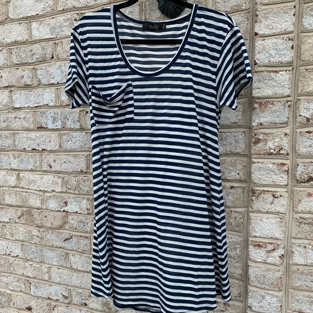 Kain Blue White Stripe Short Sleeve T-Shirt Dress